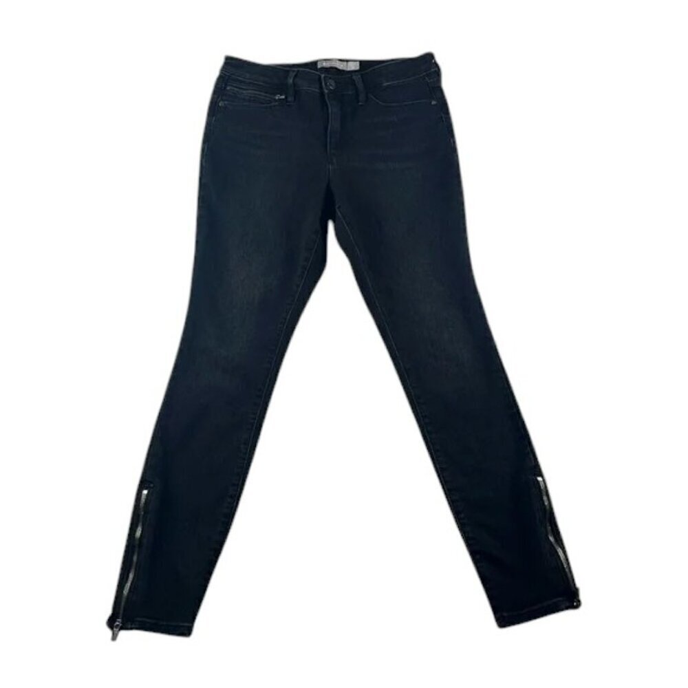 Athleta Black Skinny Jeans High Rise Sculptek Ankle Zippers Size 10